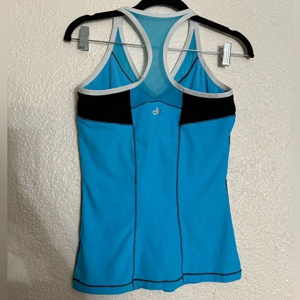 ALO Yoga Color block activewear Mesh Tank Top Blue and White Size small